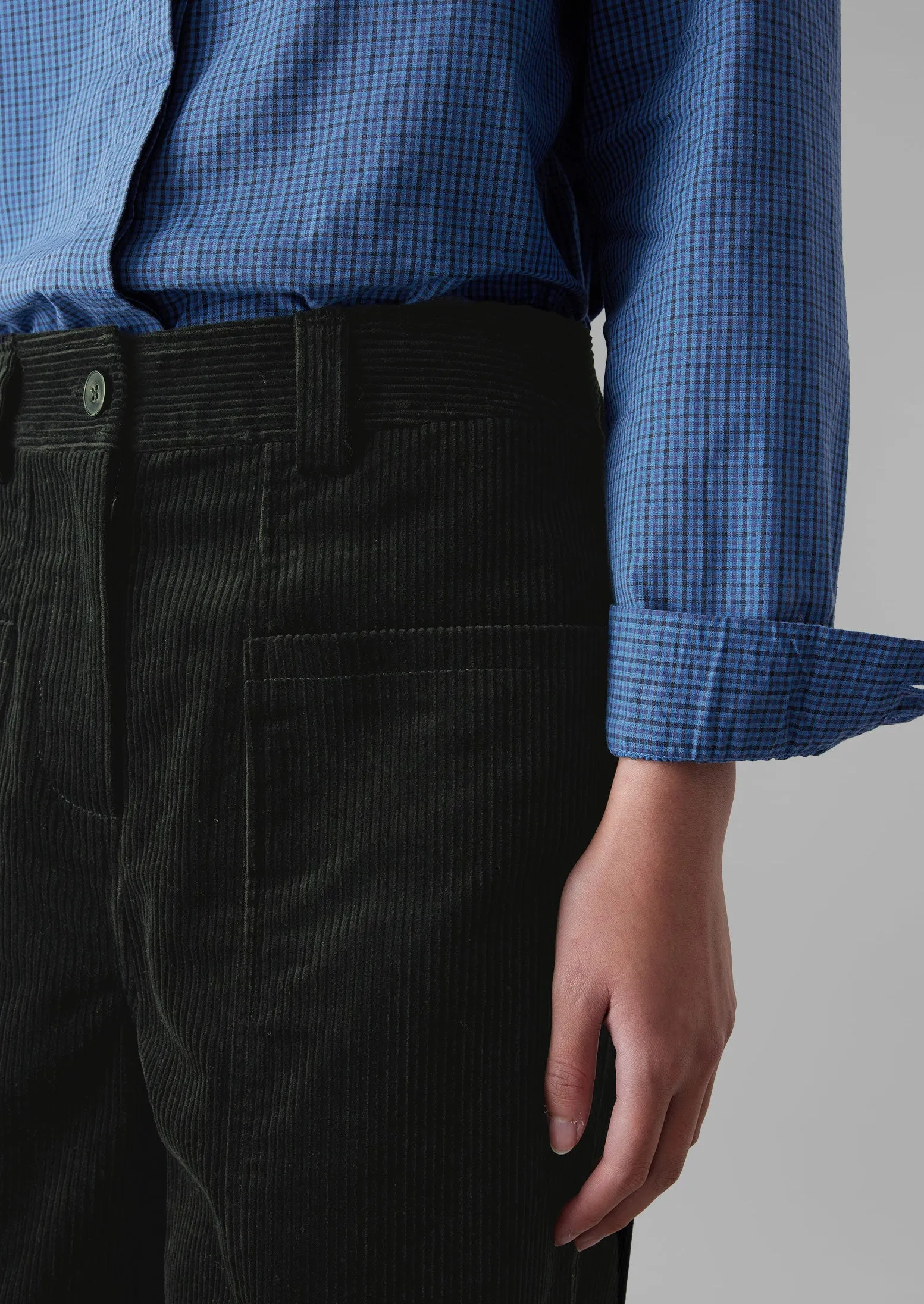 Panelled Organic Cord Pants | Brown Slate