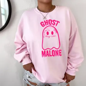 Pink Ghost Malone Sweatshirt | Halloween Ghost Sweatshirt