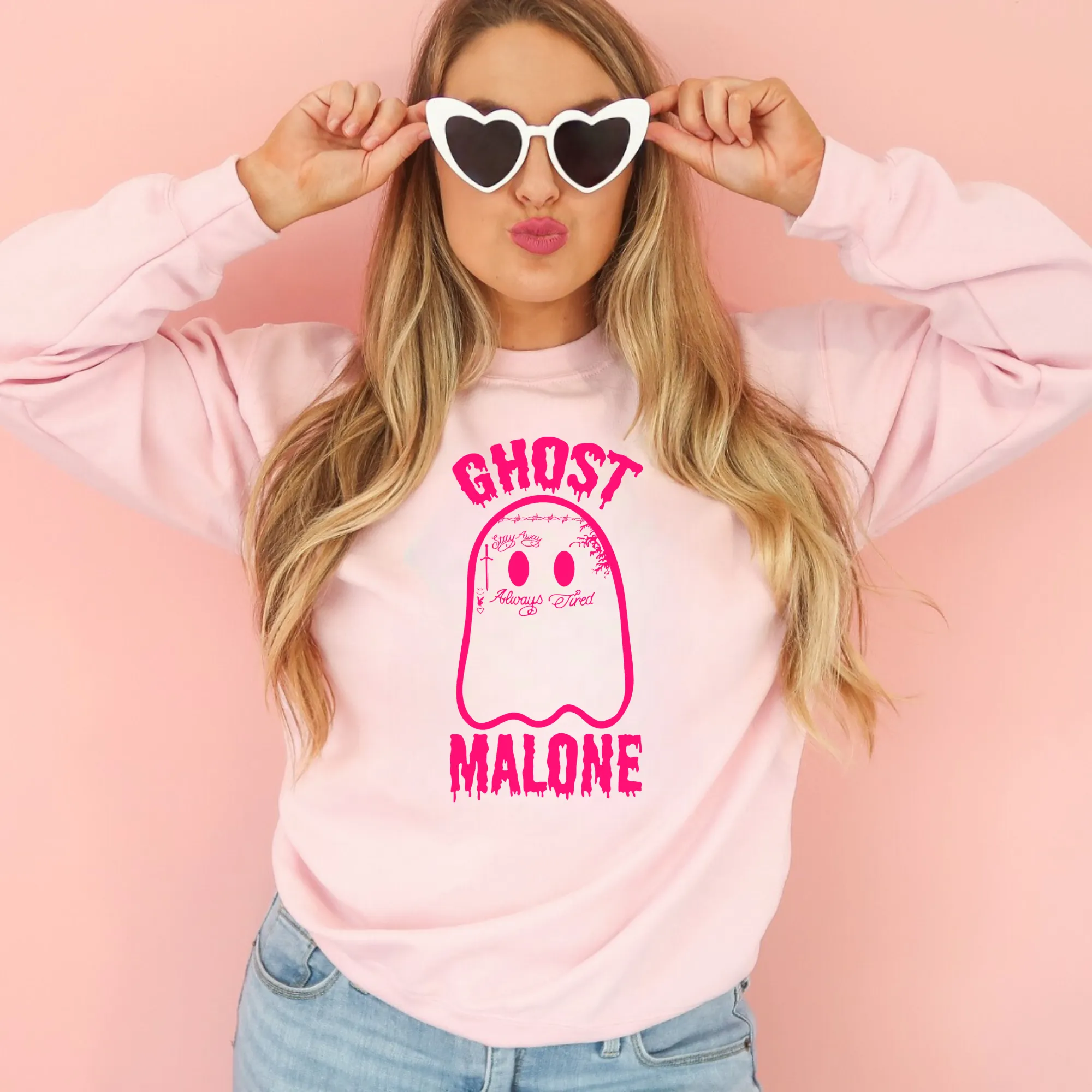 Pink Ghost Malone Sweatshirt | Halloween Ghost Sweatshirt