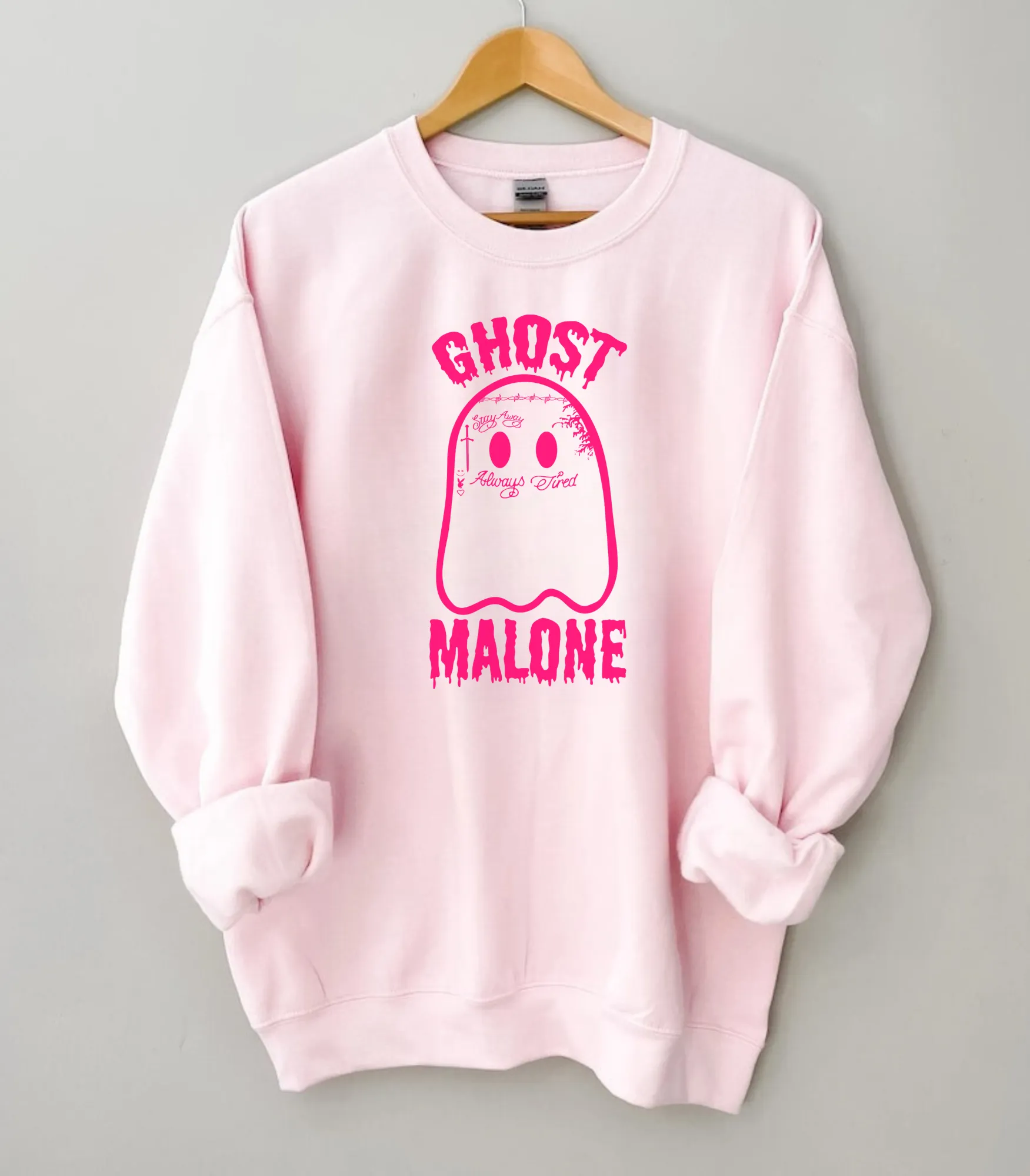 Pink Ghost Malone Sweatshirt | Halloween Ghost Sweatshirt