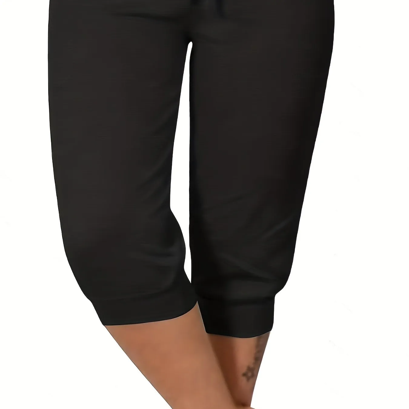 Plus Size Solid Drawstring Capri Pants - Effortless Comfort for Sunny Days