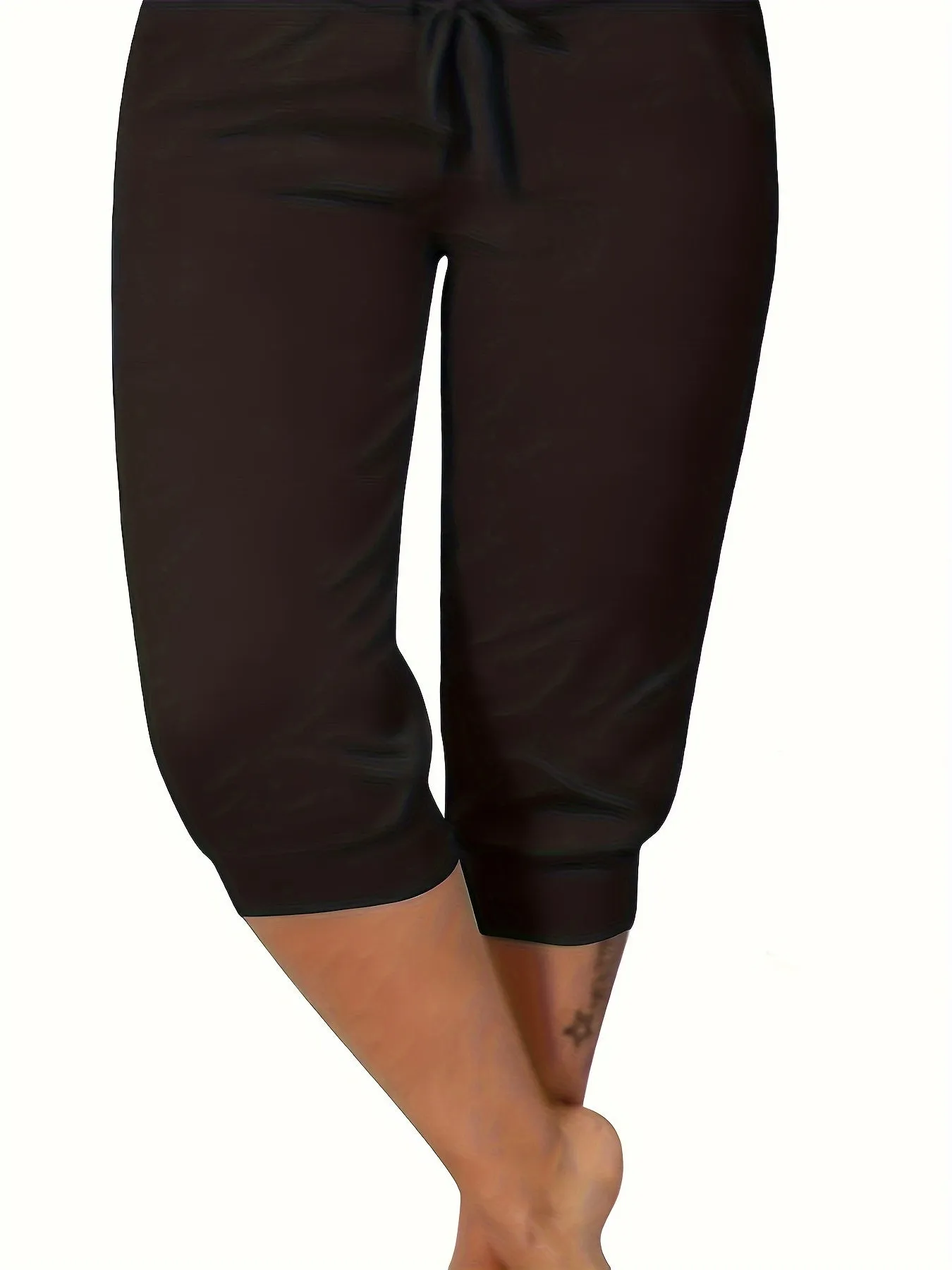 Plus Size Solid Drawstring Capri Pants - Effortless Comfort for Sunny Days