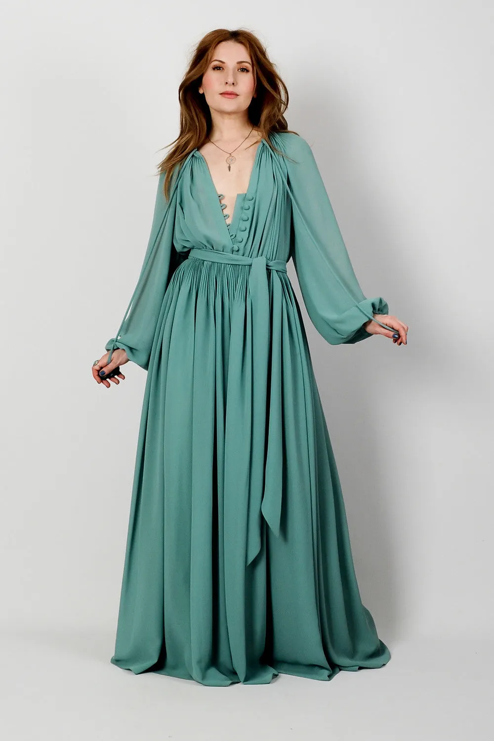 Poet Sleeve Goddess Maxi Dress