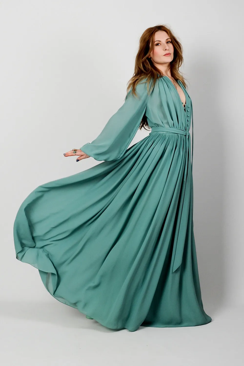 Poet Sleeve Goddess Maxi Dress