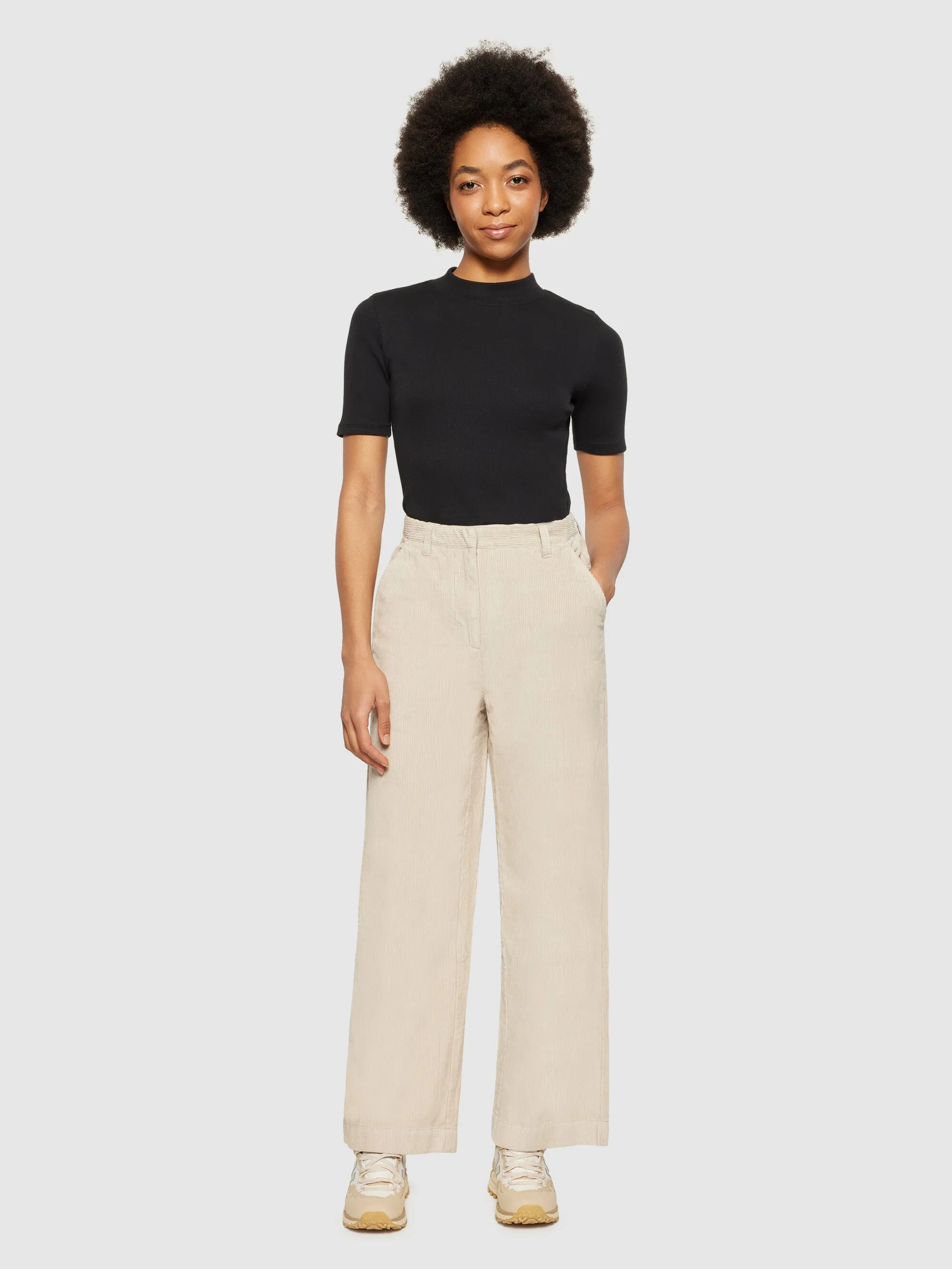 POSEY wide high-rise irregular corduroy pant - GOTS/Vegan - Light feather gray