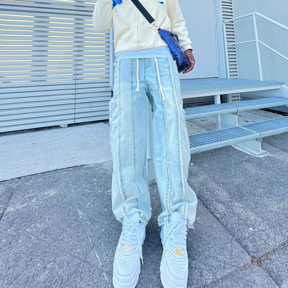 Retro hip-hop loose straight jeans trousers