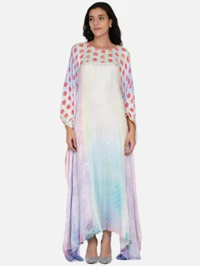 Roses Bejewelled Embellished Pastel Maxi Kaftan - (Clearance - Final Sale)