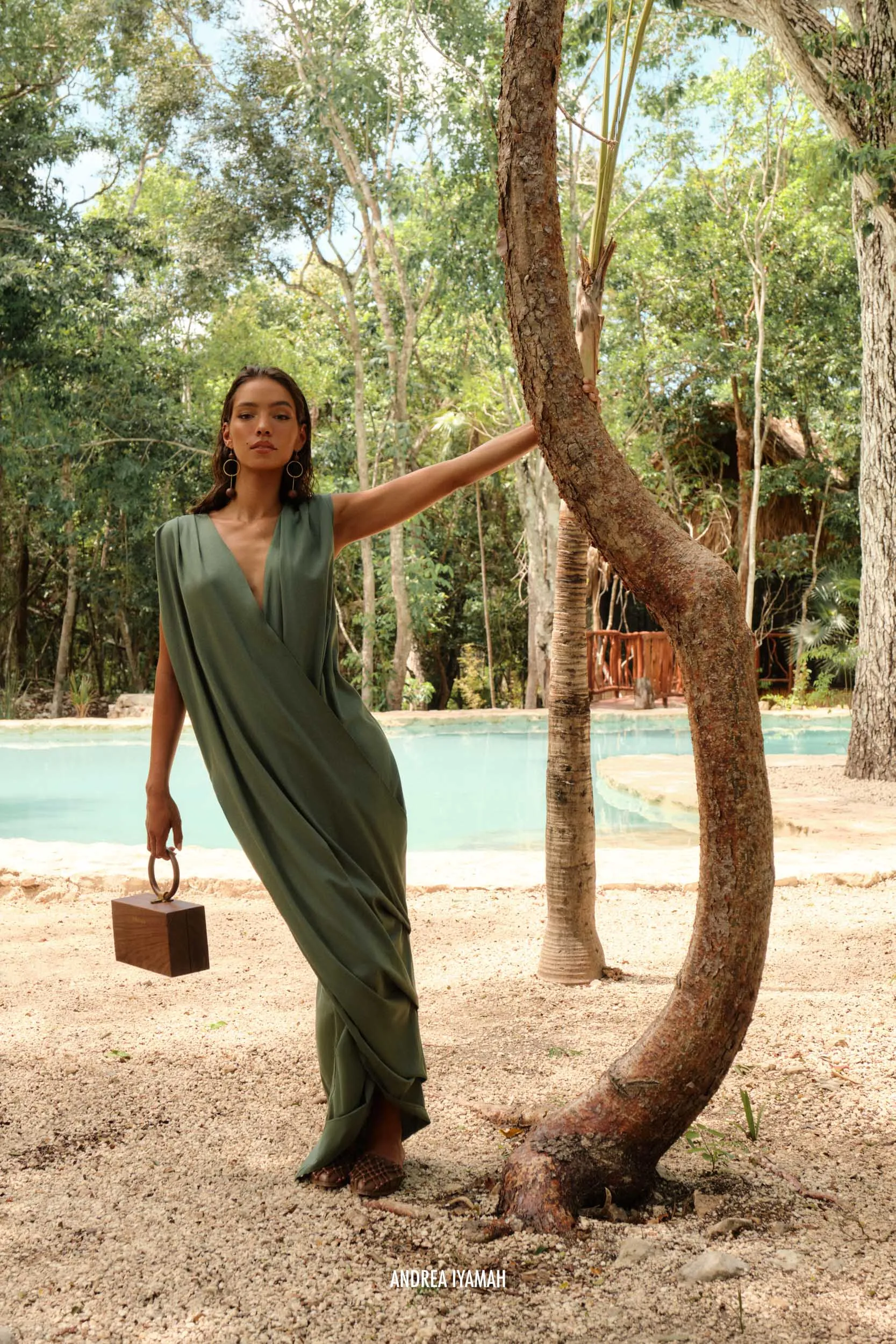 SAYO KAFTAN DRESS - FOREST