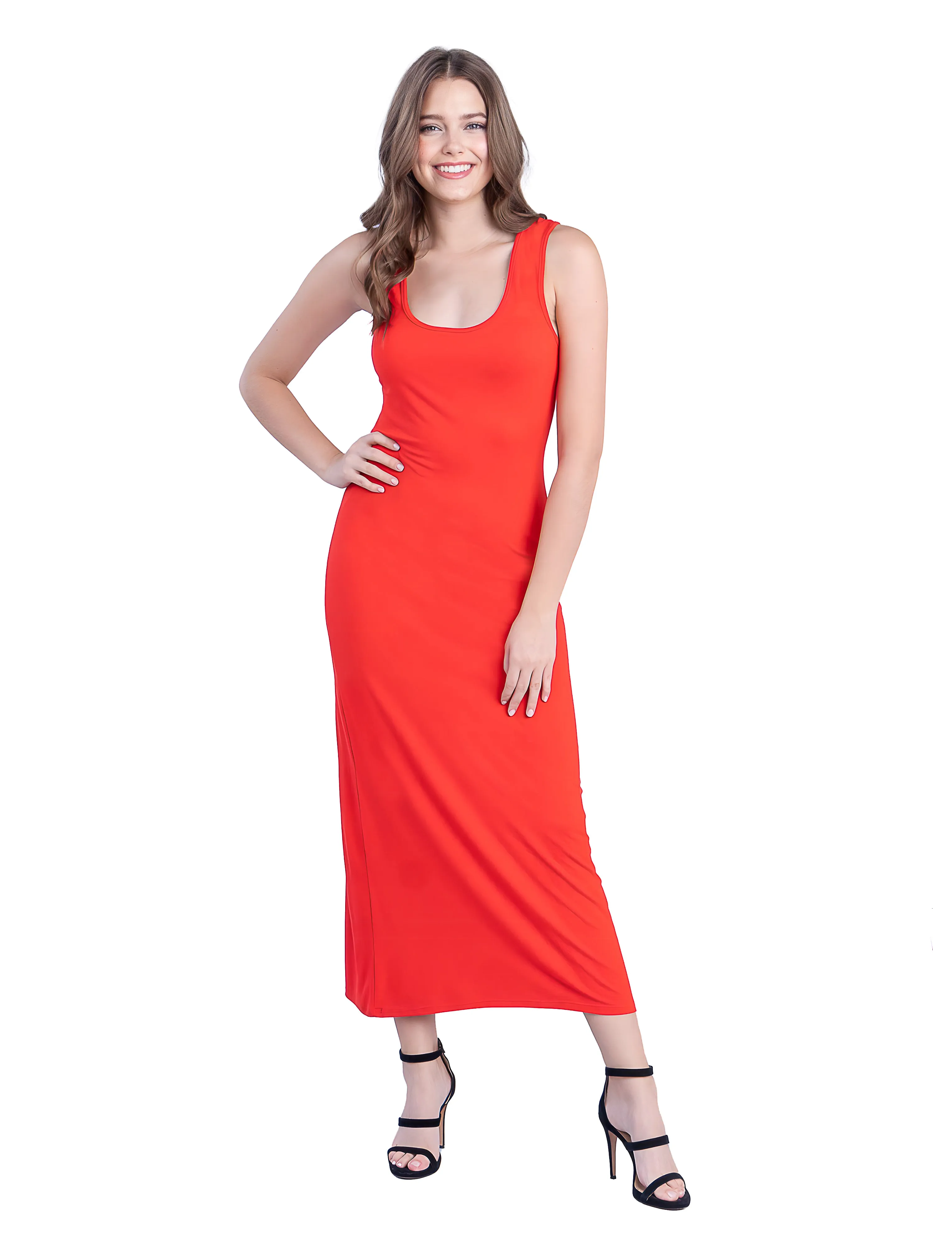 Scoop Neck Maxi Dress with Racerback Detail