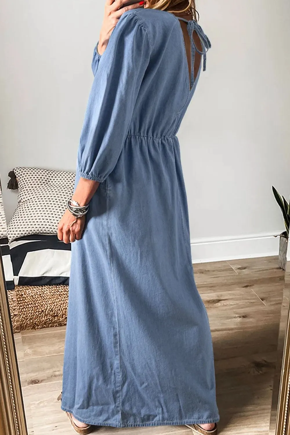 Sleeve Denim Maxi Dress