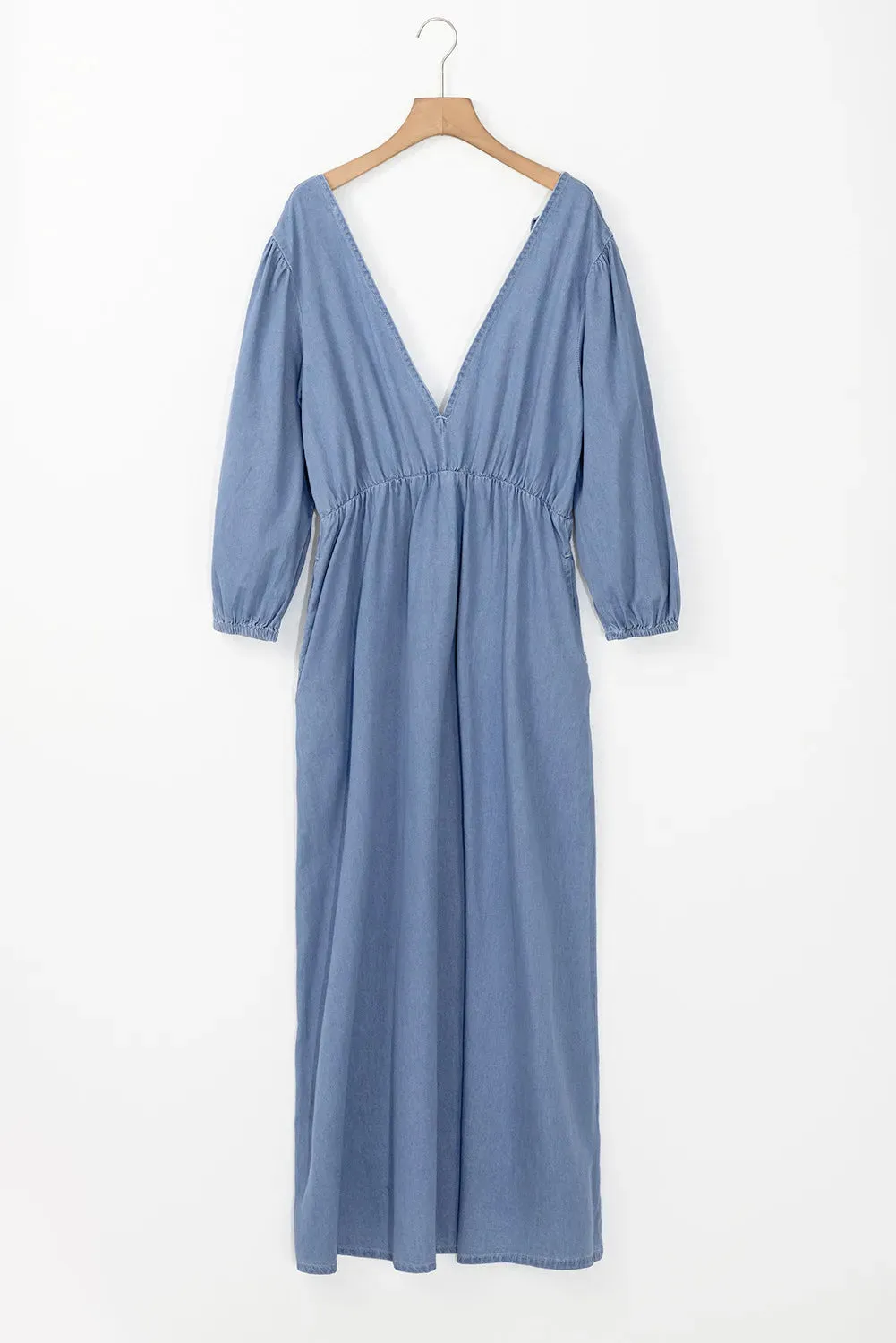 Sleeve Denim Maxi Dress