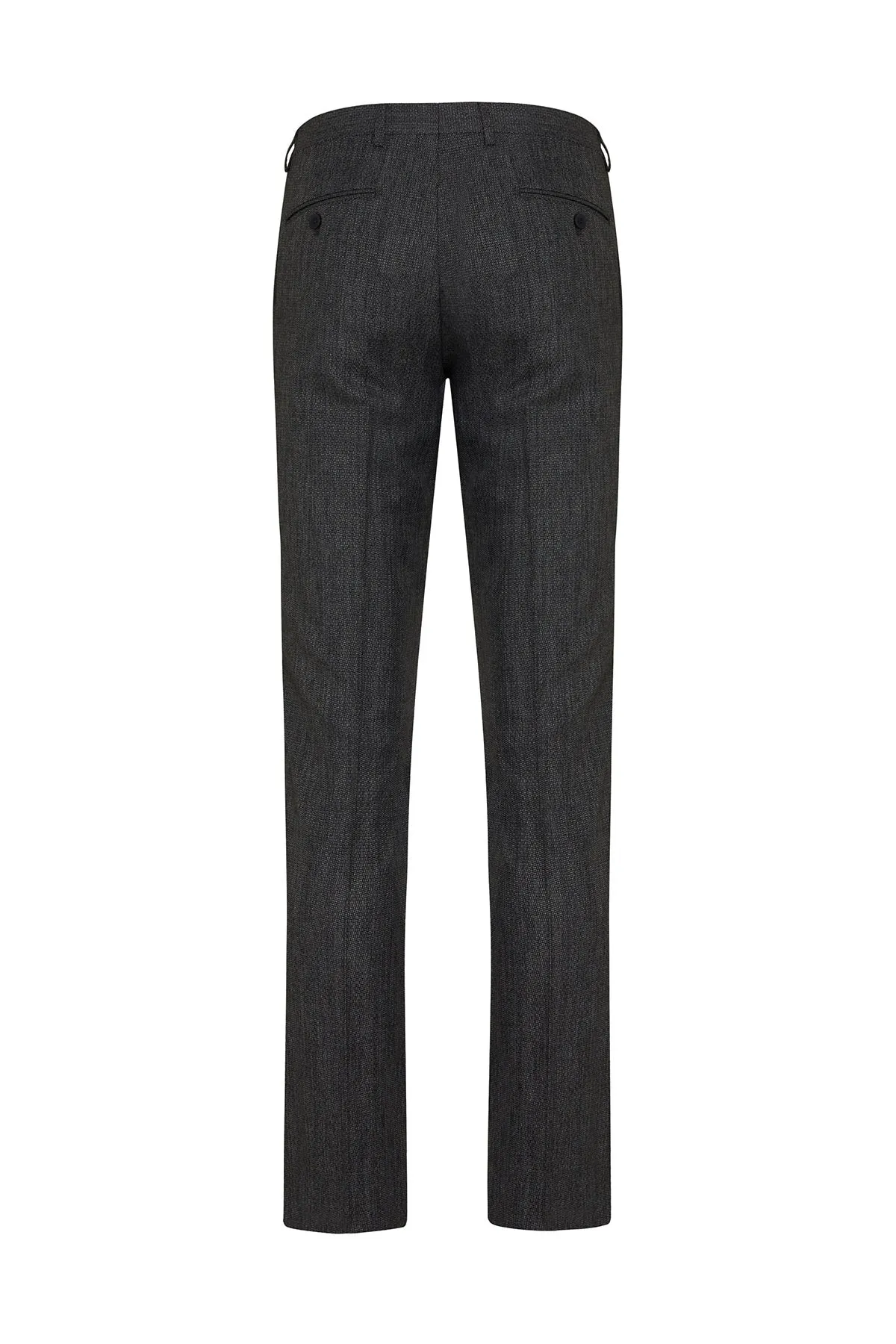 Slim Fit Textured Gray Side Pocket Low Waist Dress Pants