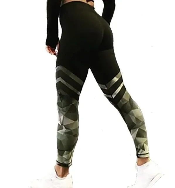 Slim High Waist Elasticity Leggings Fitness Printed Breathable Pants Leggings