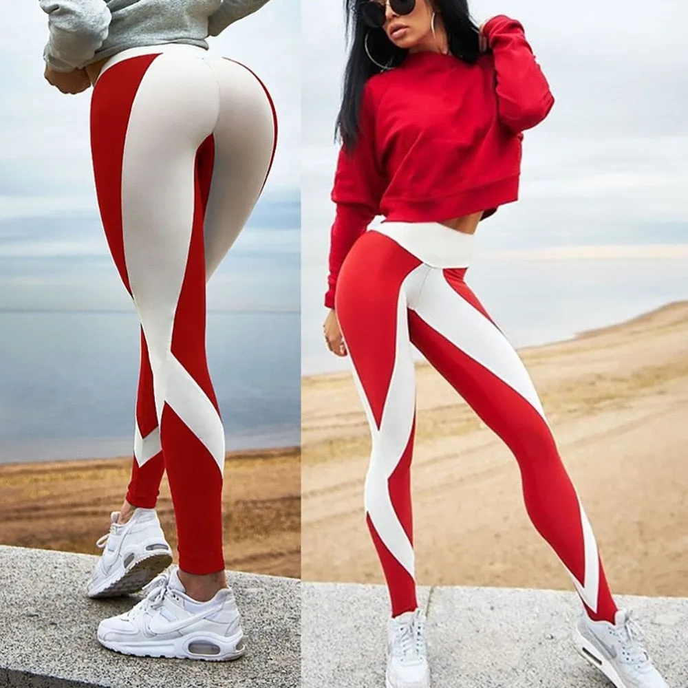 Slim High Waist Elasticity Leggings Fitness Printed Breathable Pants Leggings