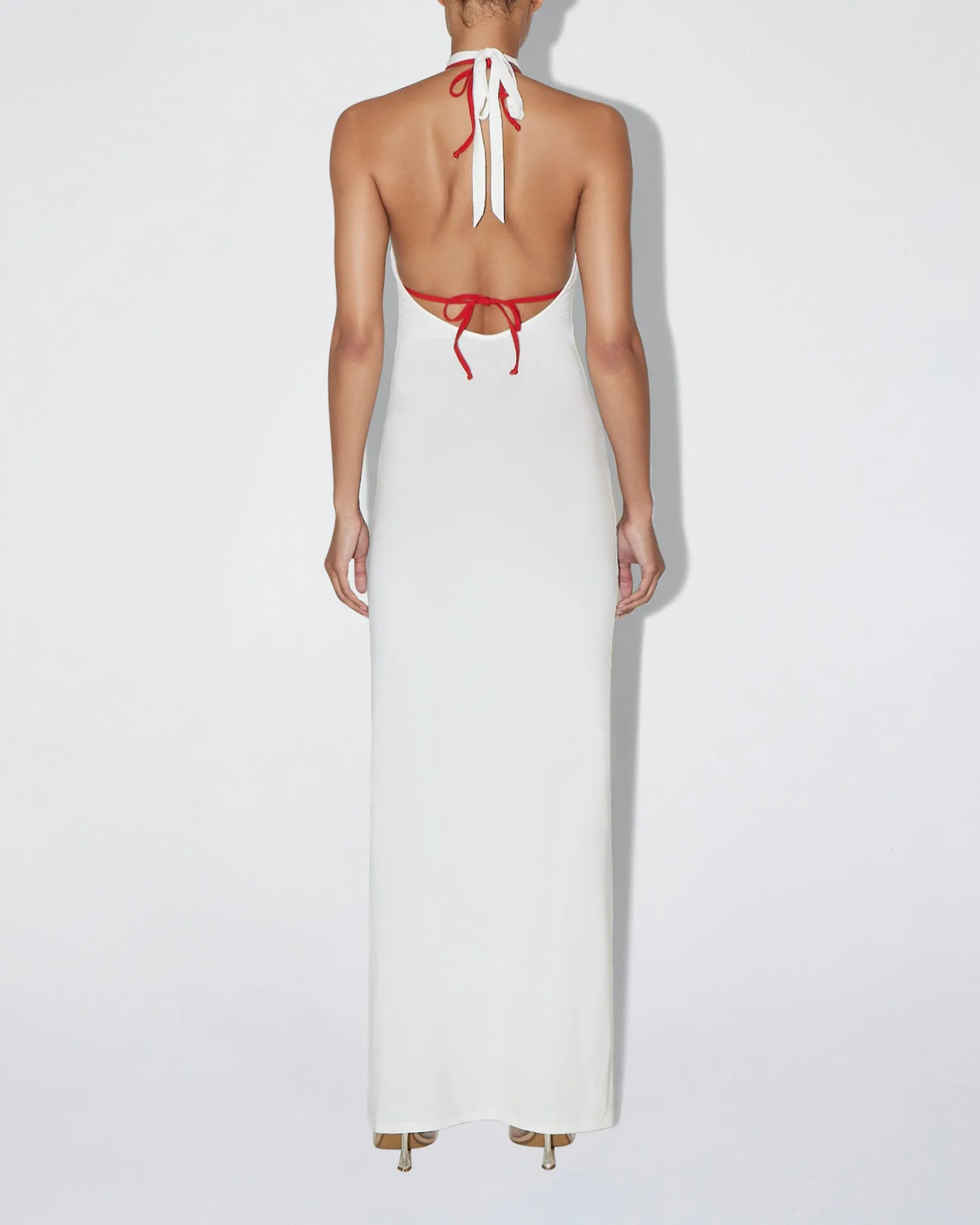 Soft Stretch Halter Maxi Dress | Pearl White