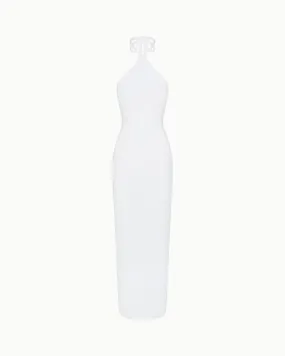 Soft Stretch Halter Maxi Dress | Pearl White