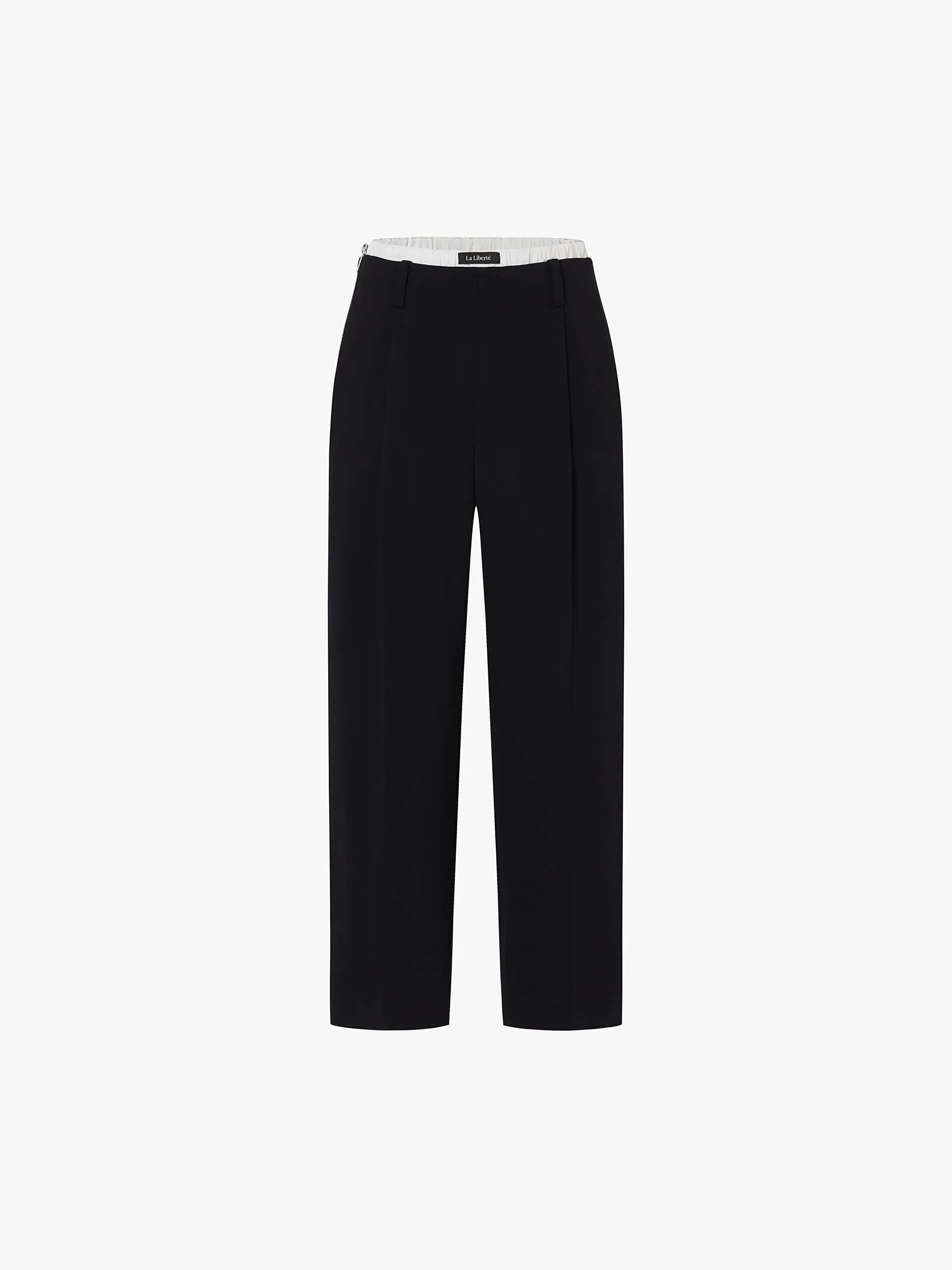 Straight Contrast Waist Pants