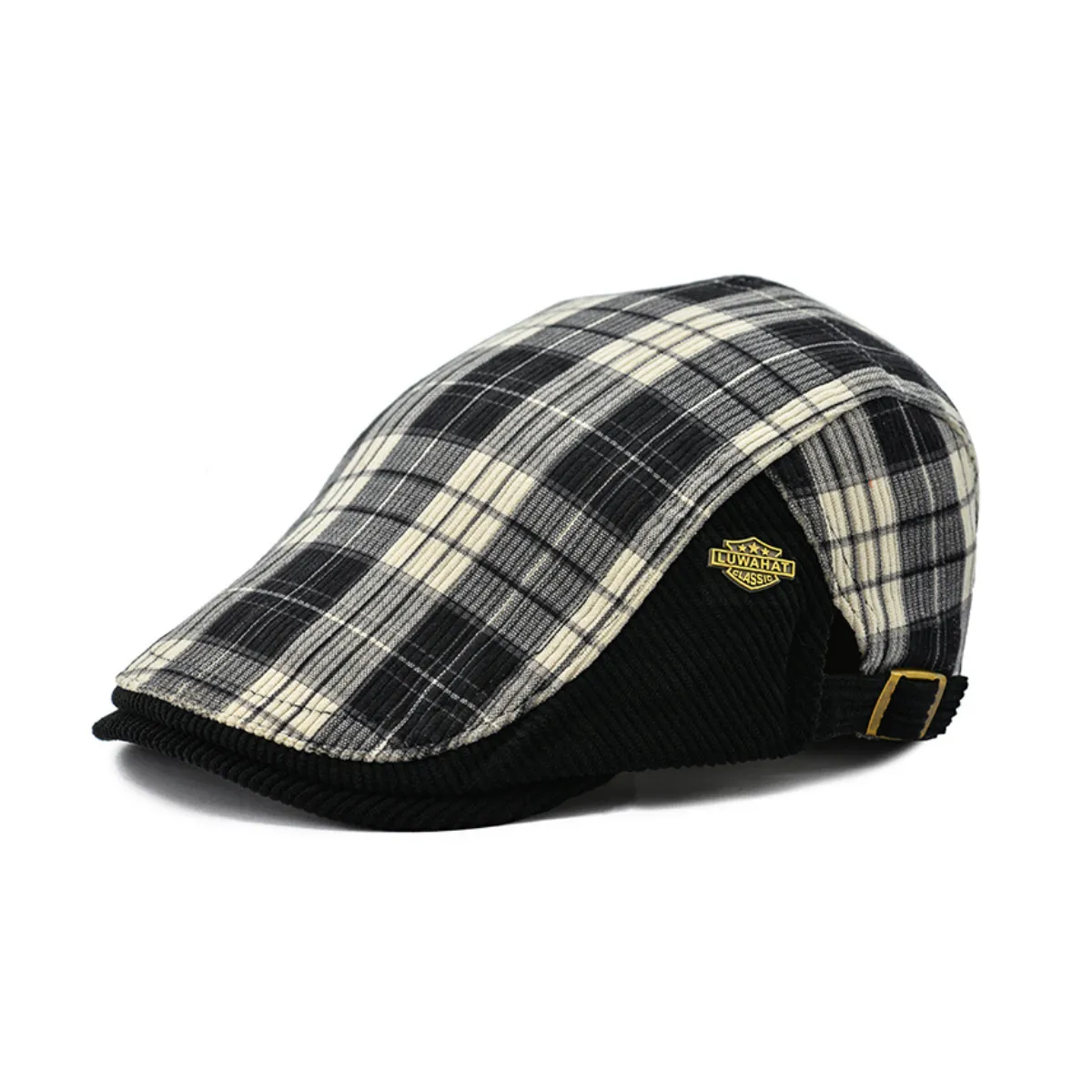 Striped Corduroy Flat Cap