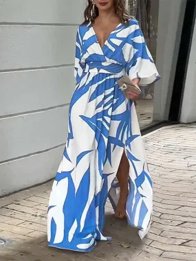 Stunning Tropical Slit Maxi Dress