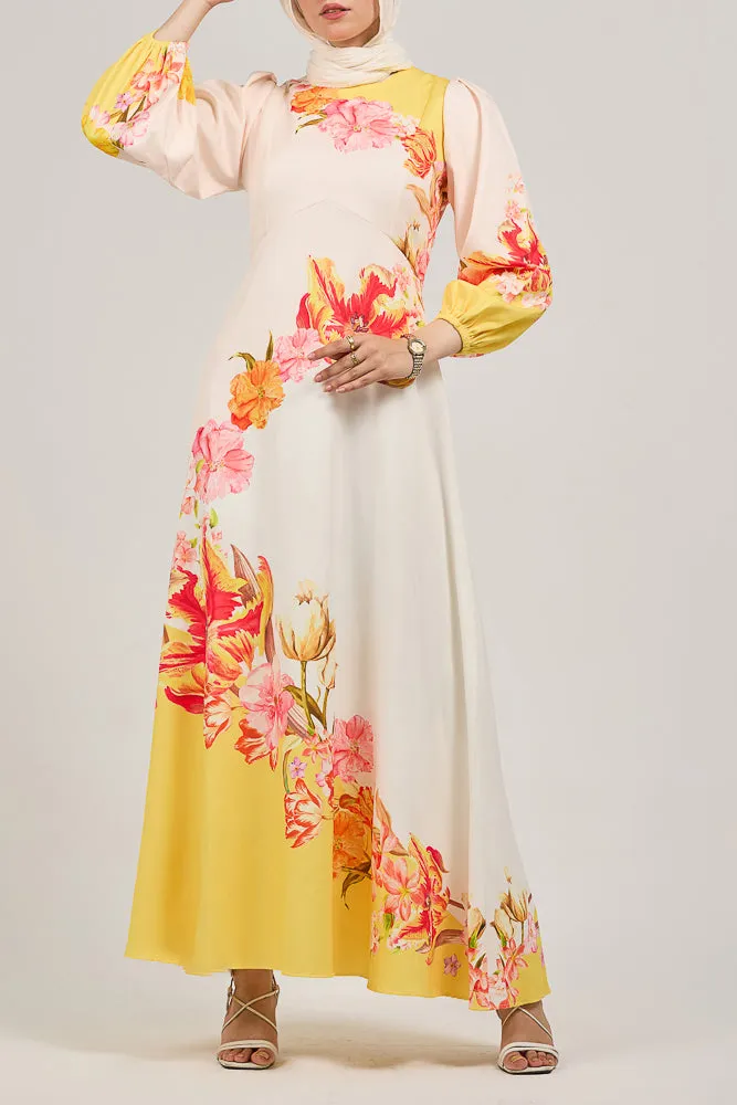 Sublime Elegance Bloom Polymix Maxi Dress with Floral Print