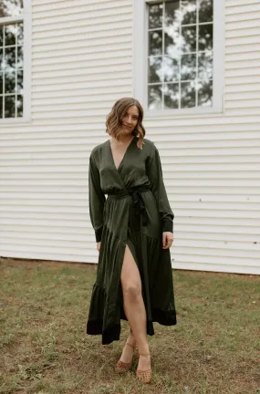 The Olive Wrap Maxi Dress