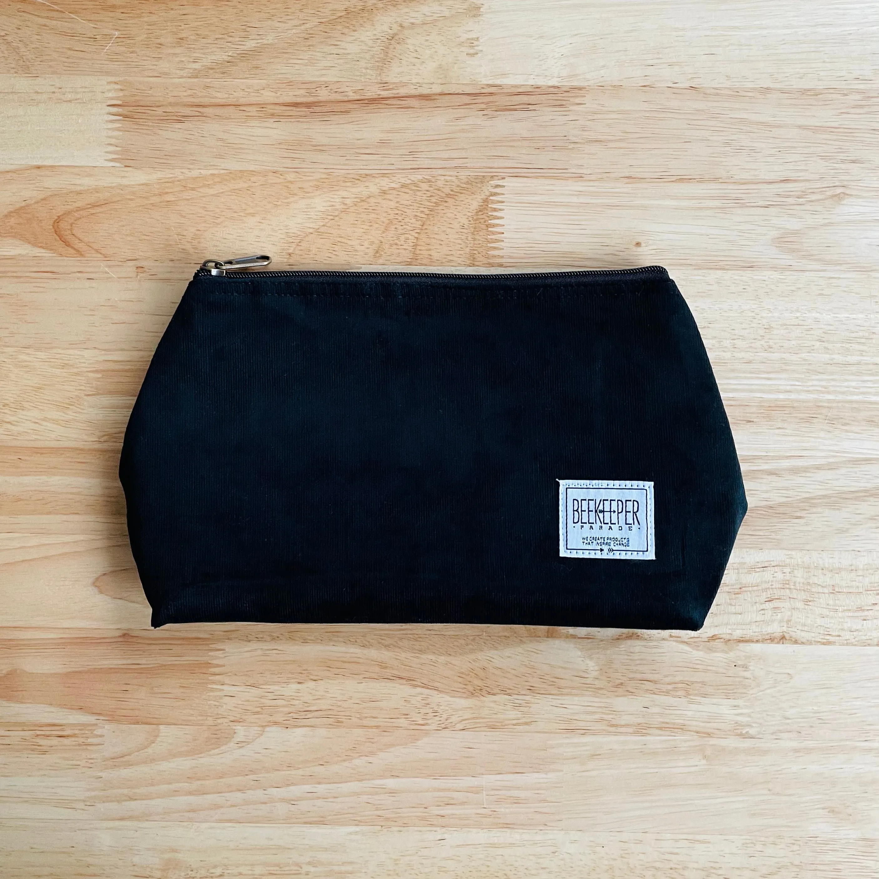 The Panda Black Corduroy 🐼 Large Toiletry   Makeup Bag