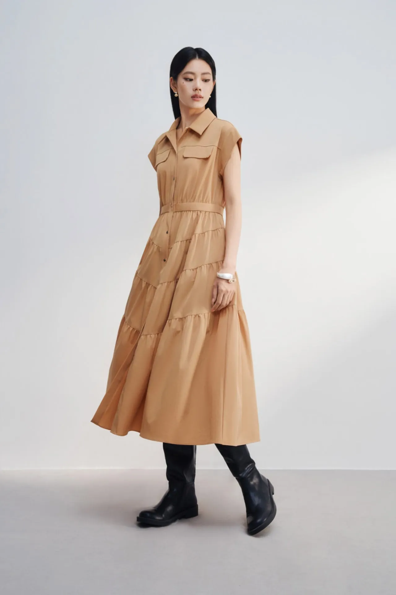 Tiered Maxi Shirt Dress