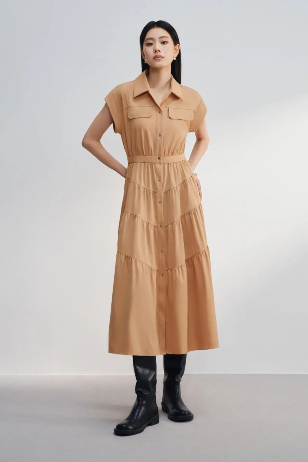 Tiered Maxi Shirt Dress