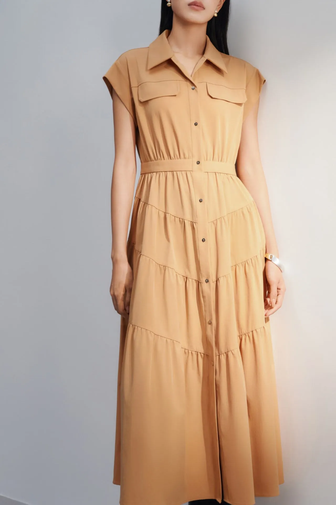 Tiered Maxi Shirt Dress