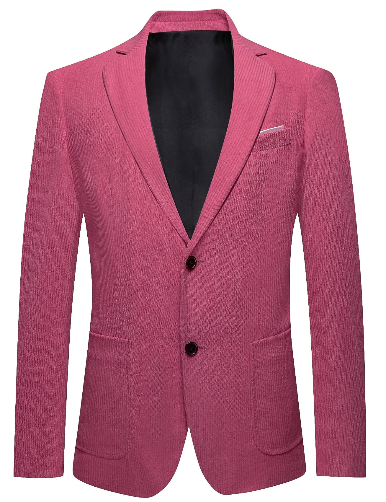 Ties2you Corduroy Suit Raspberry Rose Pink Striped 2 Button Dress Suit for Men