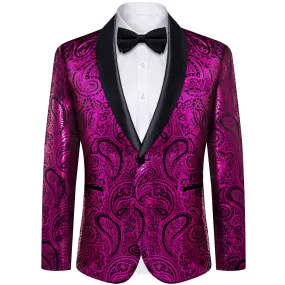 Ties2you Tuxedo Suit Bright Purple Paisley Shawl Collar Silk Dress Suit for Men Wedding