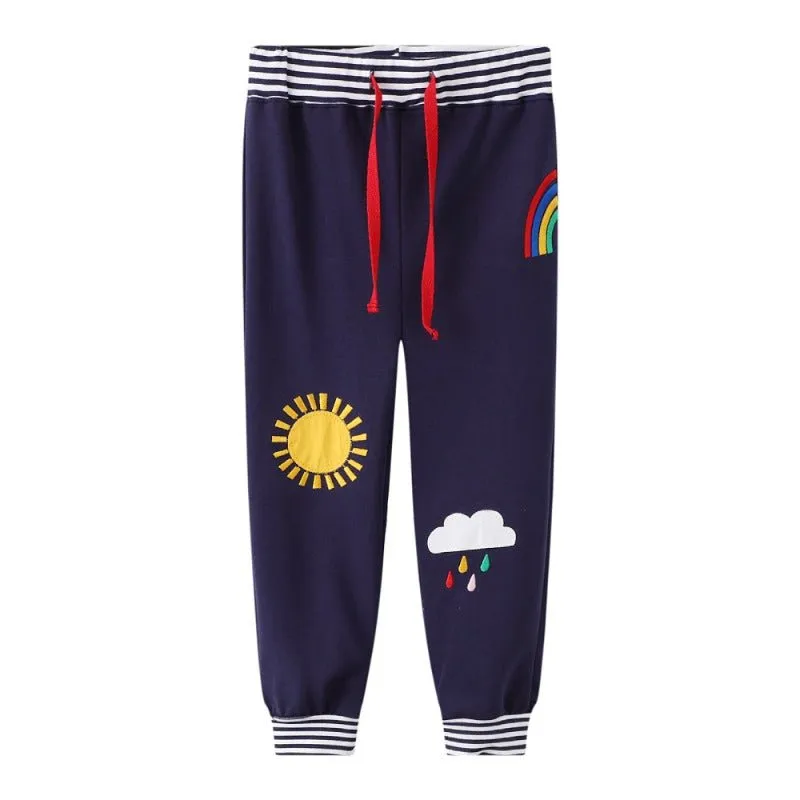 Toddler/Kid Boy's Rainbow with Sun Design Cotton Pants