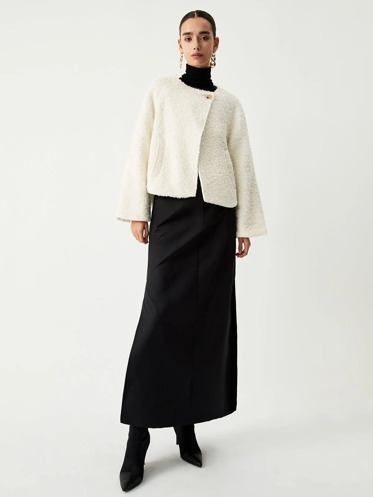 Toleet-Winter and Autumn Outfits Christmas/Thanksgiving_Asymmetric Buttoned Graceful Fleece Jacket