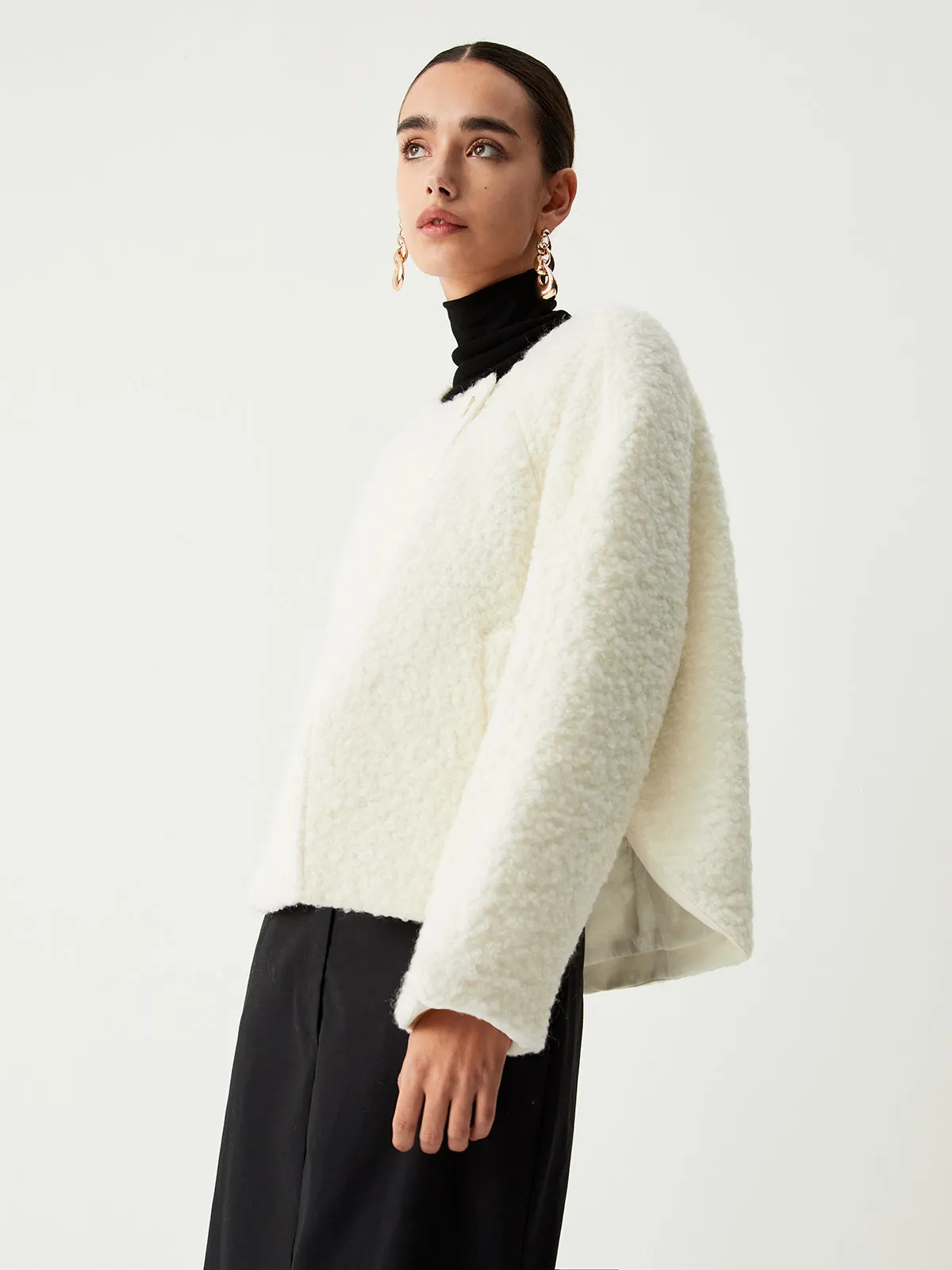 Toleet-Winter and Autumn Outfits Christmas/Thanksgiving_Asymmetric Buttoned Graceful Fleece Jacket