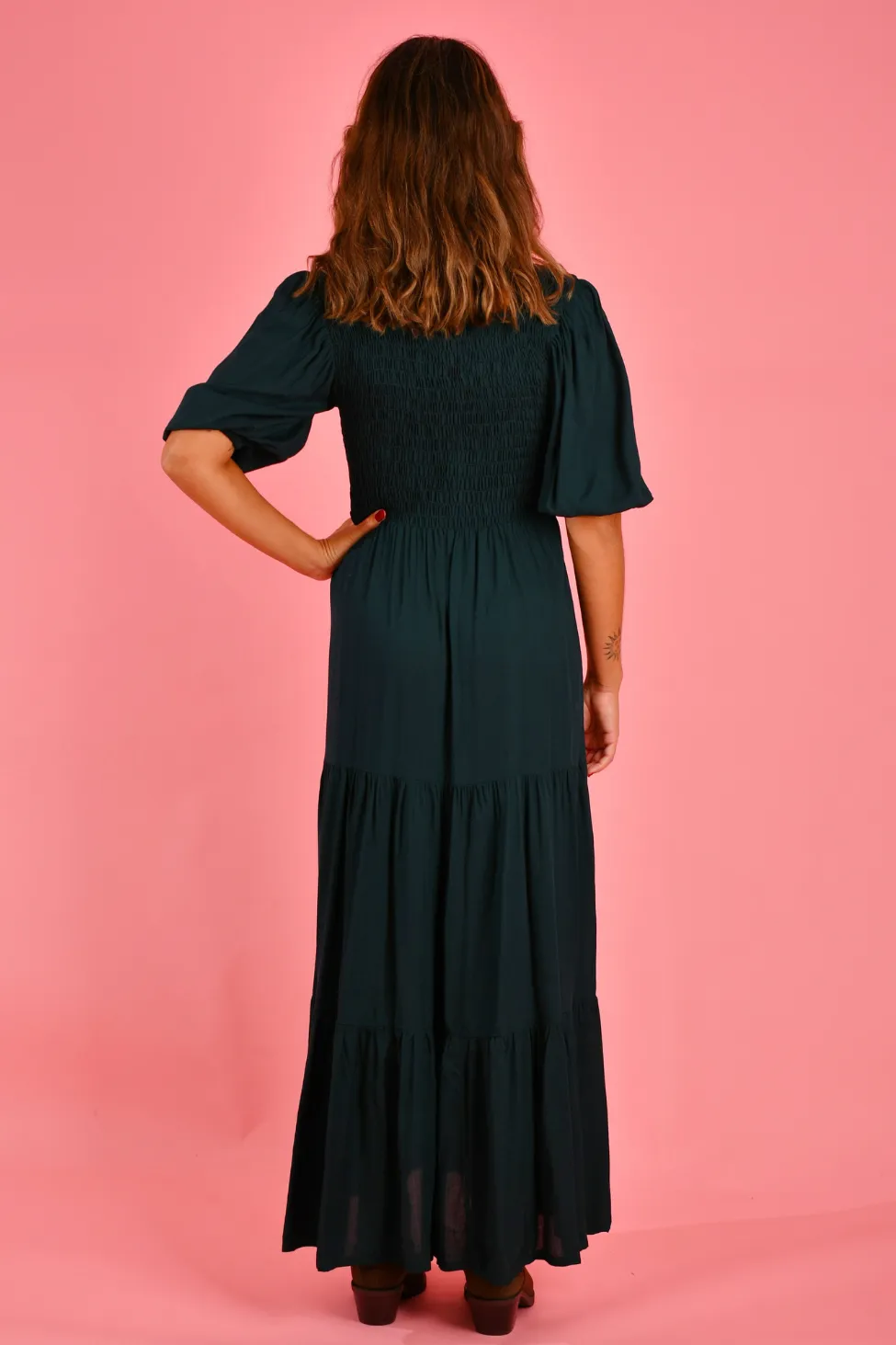 VGLD145 - MONTAUK 3/4 SLEEVE MAXI DRESS - FOREST