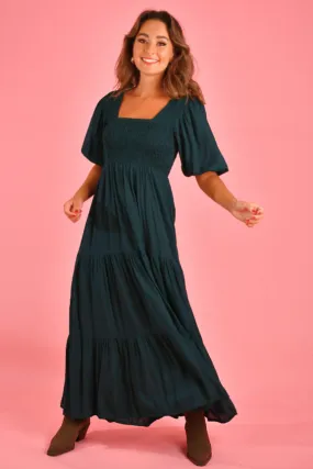 VGLD145 - MONTAUK 3/4 SLEEVE MAXI DRESS - FOREST