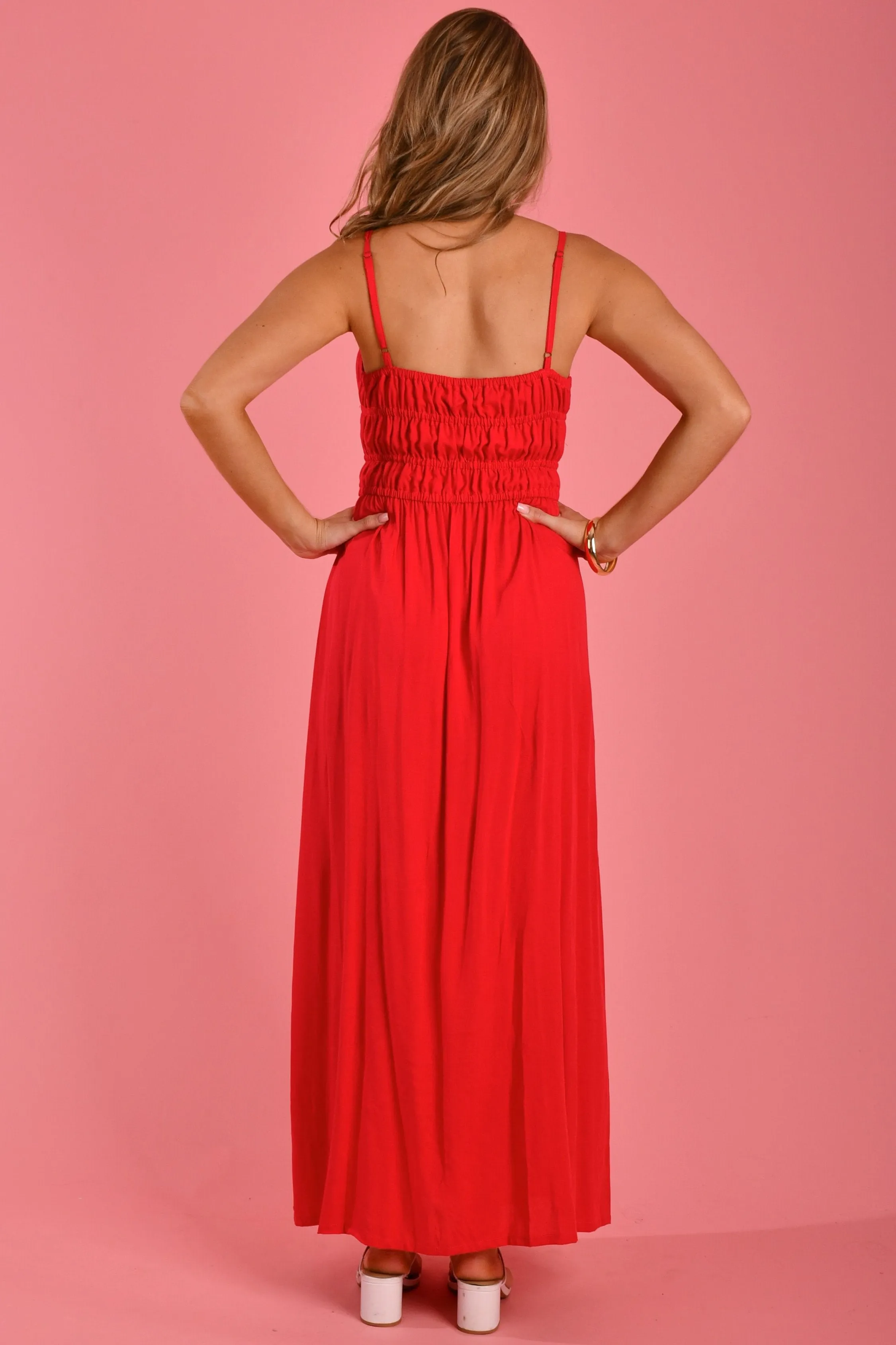 VGLD808 - SUMMER MAXI DRESS - CHRISTMAS RED