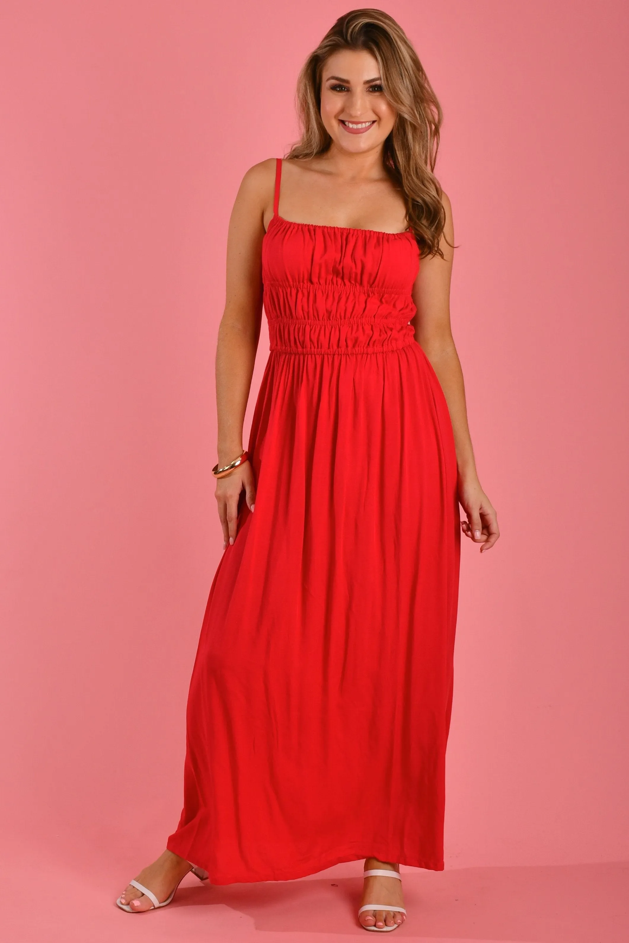 VGLD808 - SUMMER MAXI DRESS - CHRISTMAS RED