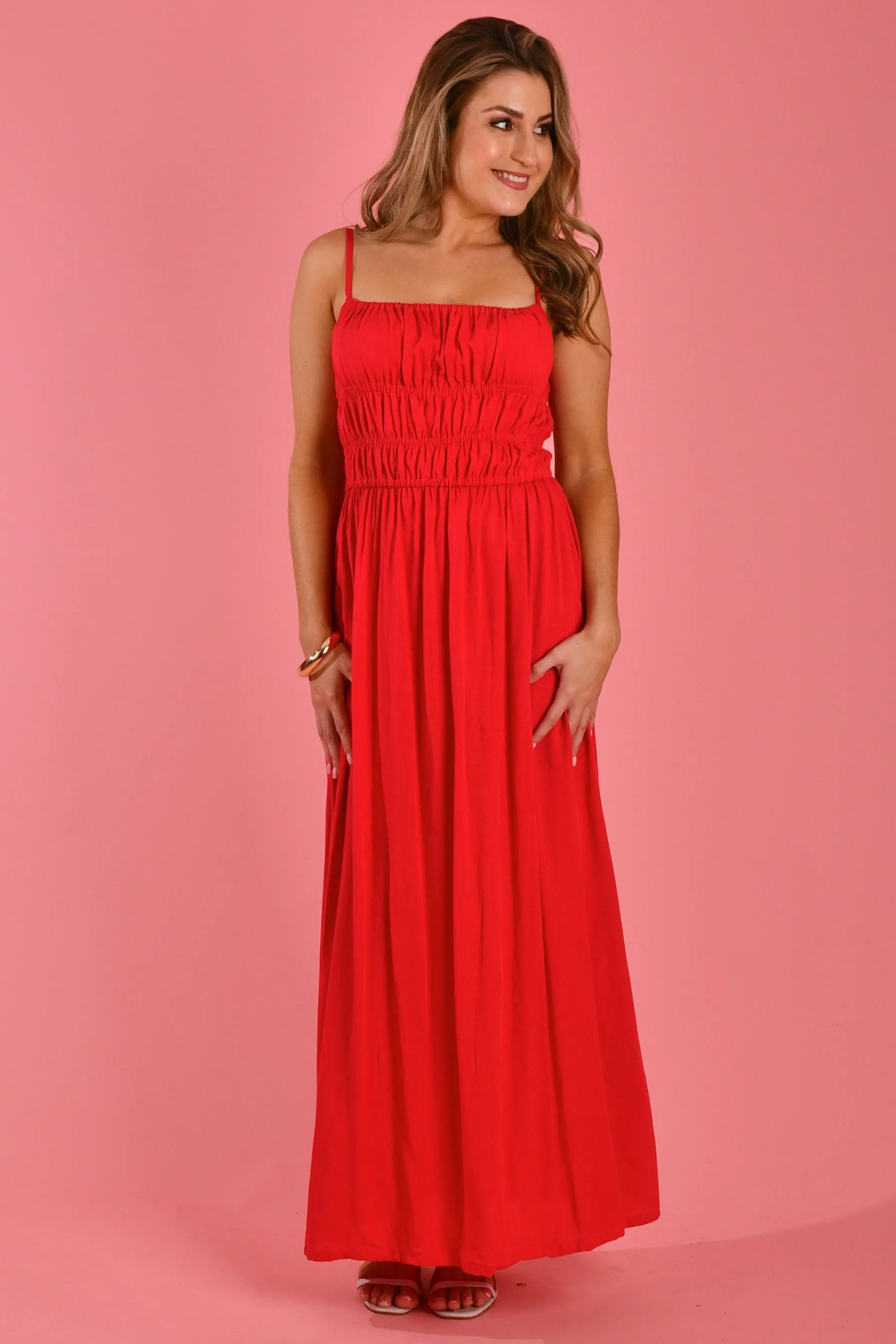 VGLD808 - SUMMER MAXI DRESS - CHRISTMAS RED