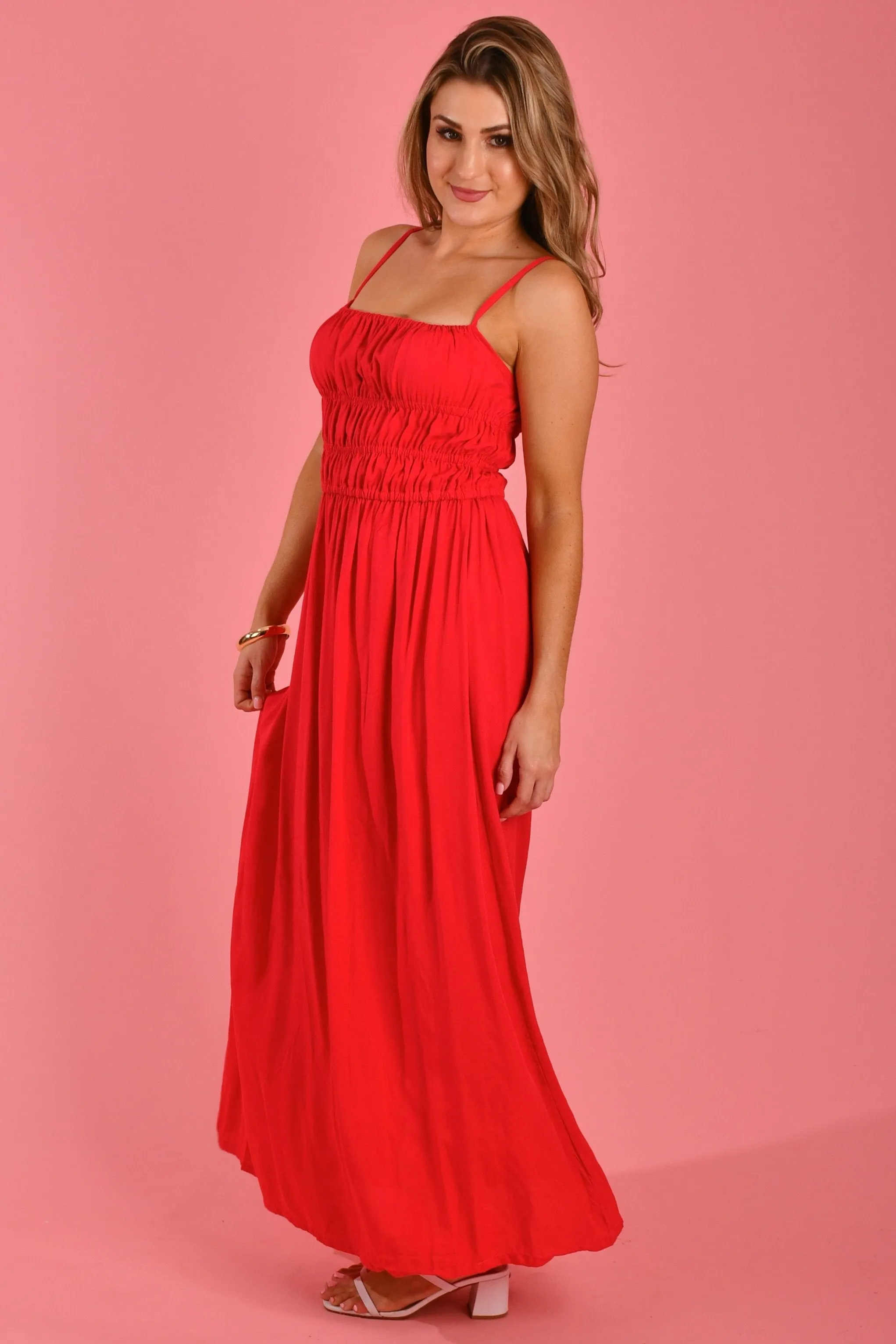 VGLD808 - SUMMER MAXI DRESS - CHRISTMAS RED