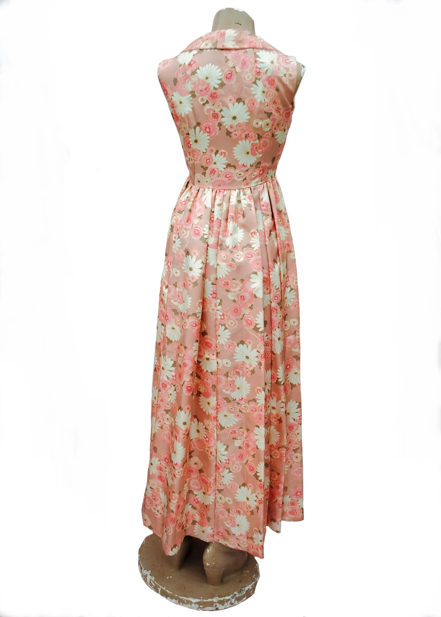 Vintage 60s Pink Floral Empire Line Maxi Gown • Bridgerton Regency Style