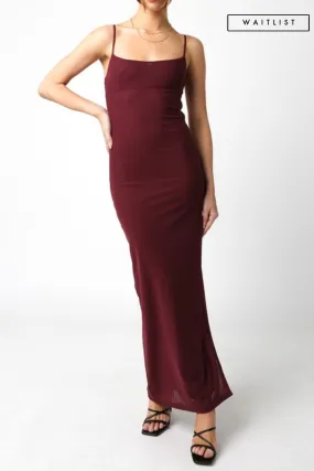 Waitlist 12/1 ♥ Gloria Sleeveless Mesh Stretch Maxi Dress Burgundy