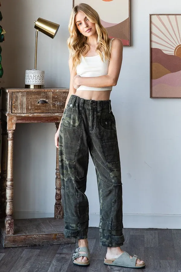 Washed Camoflage Corduroy Pants