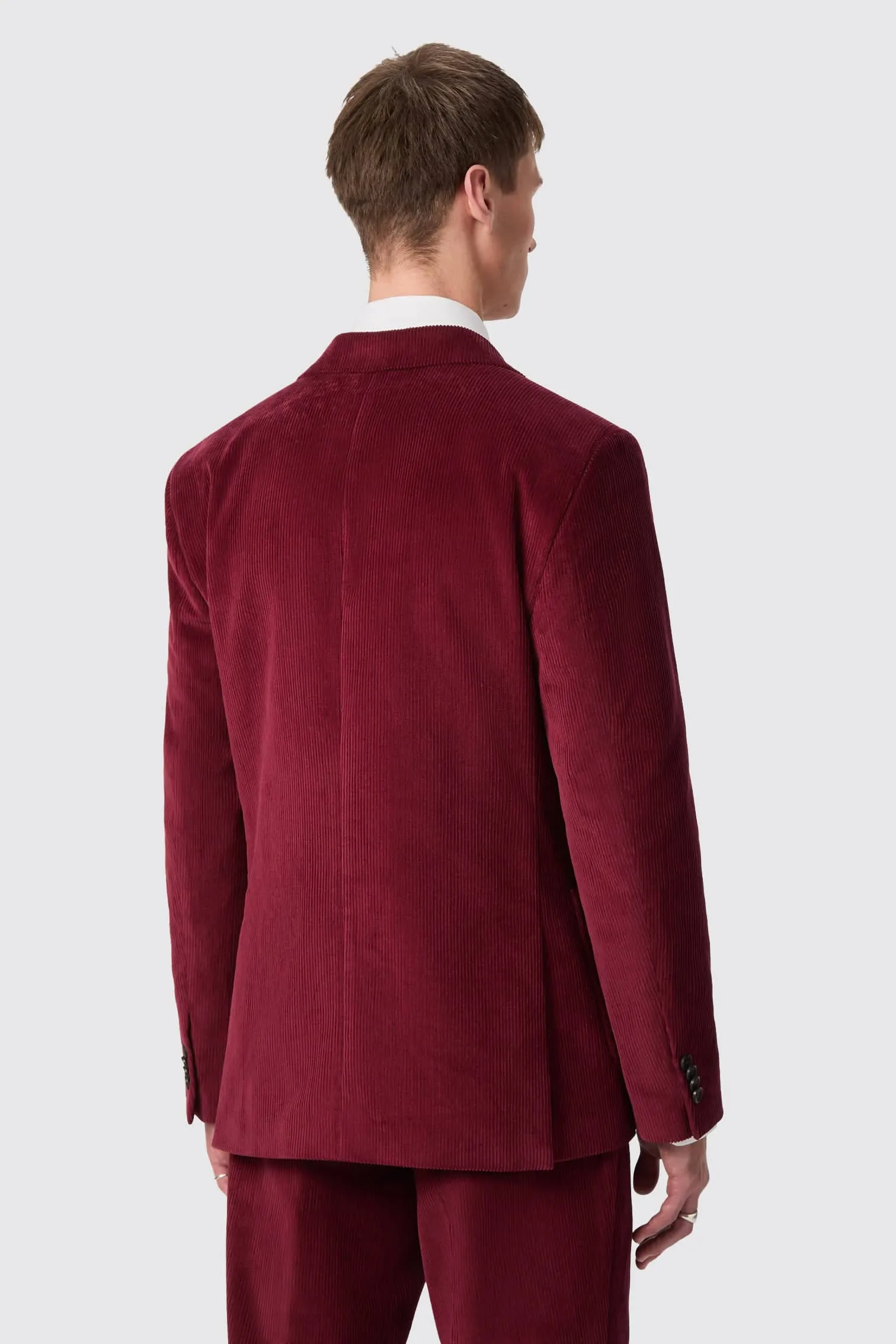 Waugh Slim Fit Burgundy Corduroy Double Breasted Suit