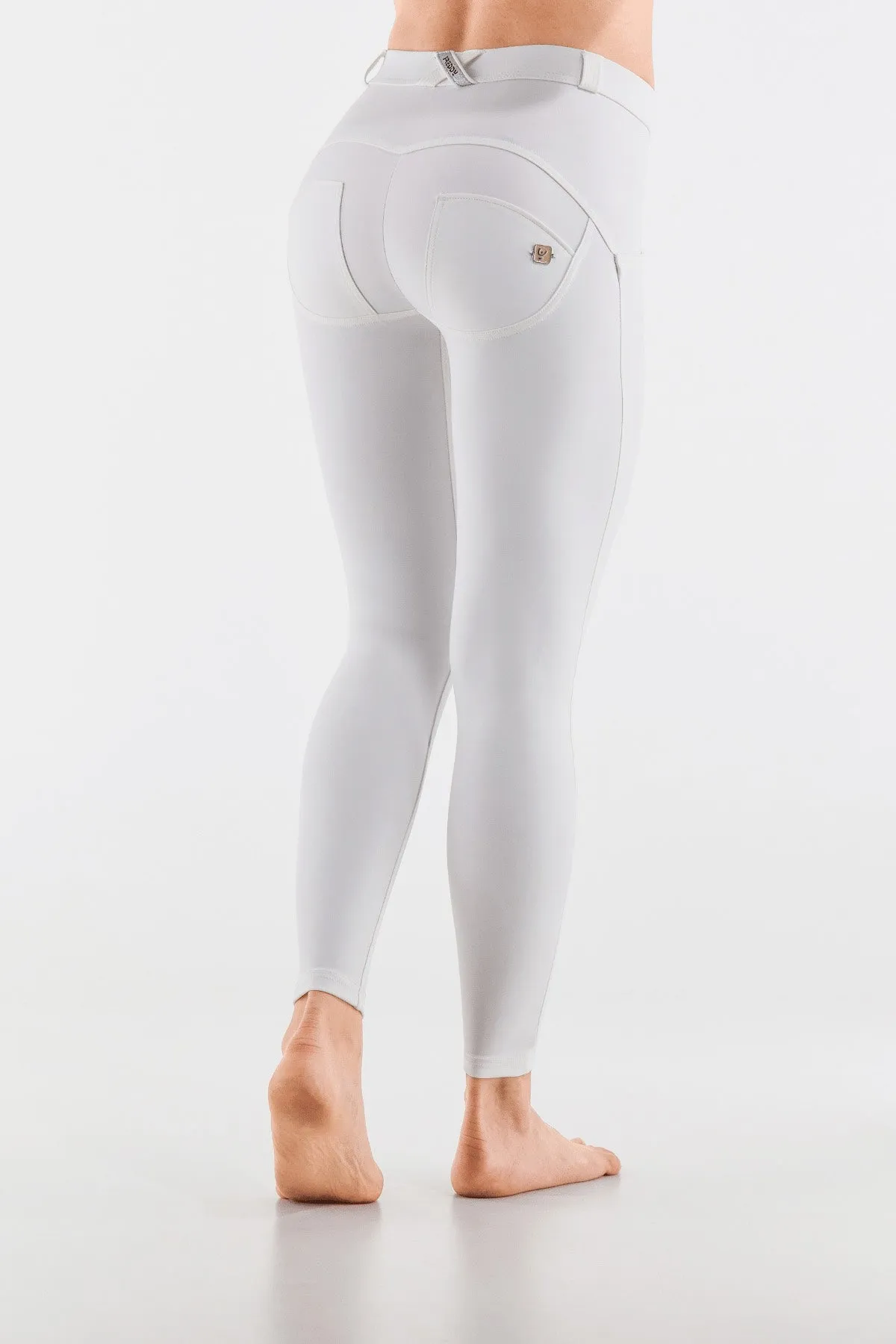 White Faux Leather Mid-Rise Ankle-Length Pants