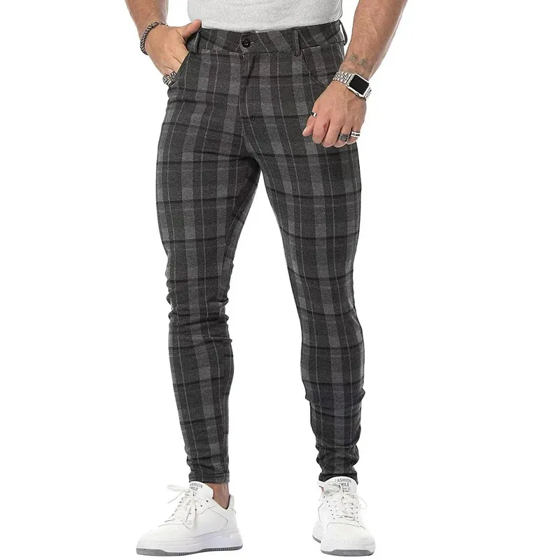 Wiaofellas  -  Sportswear Mens Slim Pants Spring Fall Fashion Plaid Printing Fitness Skiny Leggings Jogger Trousers Men Casual Streetwear