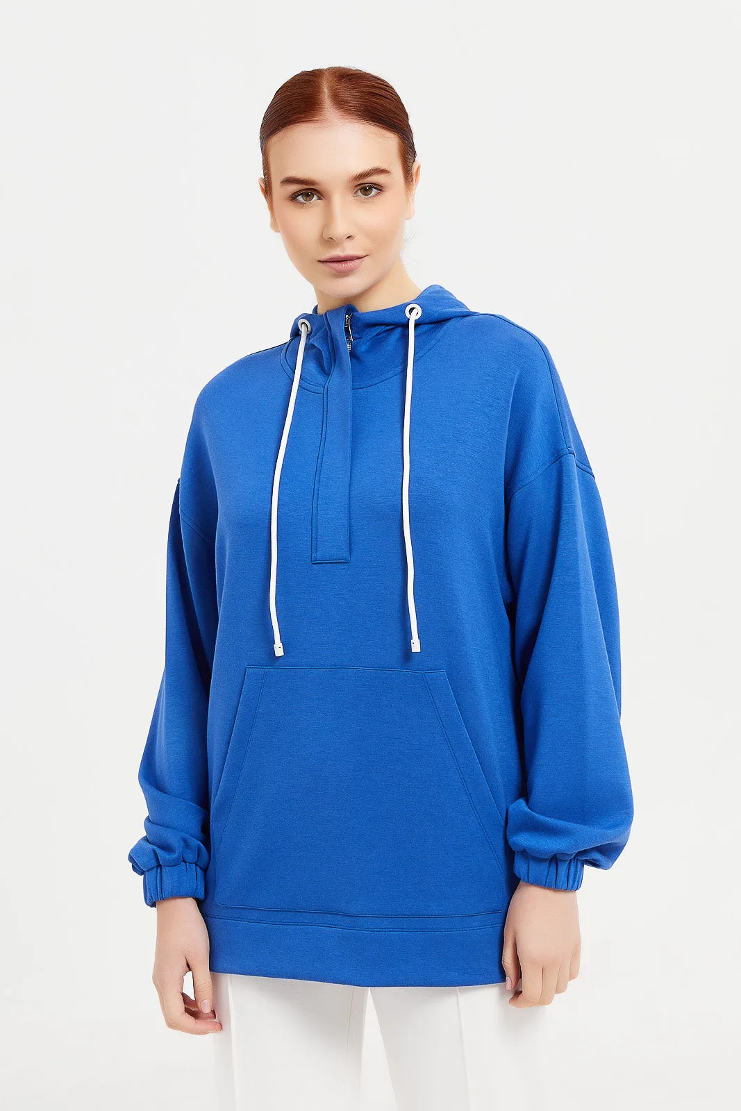 Women Blue Hooded Sweatshirt