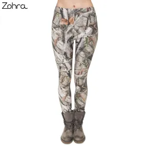 Zohra Brand Fashion Camo Branches 3D Printing High Quality Slim Legging Women Casual Home Leggings Woman Pants