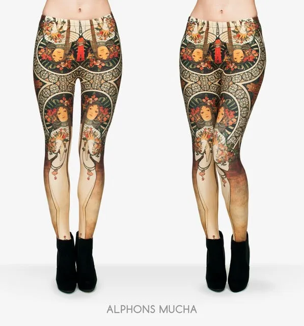 Zohra Brand Russian style Fire flame Printing Leggings Punk Women Legging Stretchy Trousers Casual Pants Womens Leggings