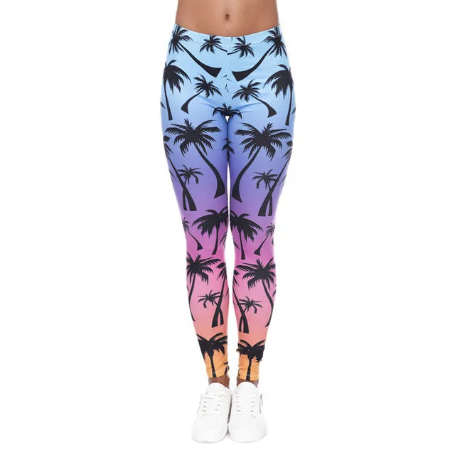 Zohra High Quality Women Legins Mandala Ombre Blue Printing Legging Fashion Casual High Waist Woman Leggings